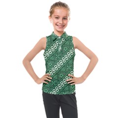 Batik-green Kids  Sleeveless Polo Tee