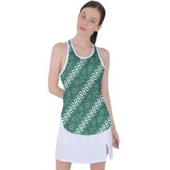 Batik-green Racer Back Mesh Tank Top by nateshop