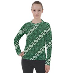 Batik-green Women s Pique Long Sleeve Tee