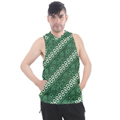 Batik-green Men s Sleeveless Hoodie