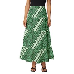 Batik-green Tiered Ruffle Maxi Skirt by nateshop