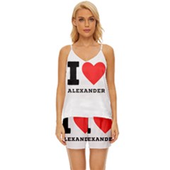 I Love Alexander V-neck Satin Pajamas Set by ilovewhateva