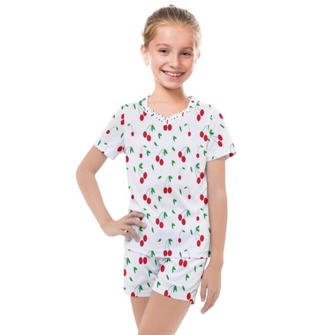 Cherries Kids  Mesh Tee And Shorts Set by nateshop