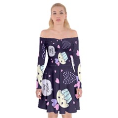 Cupcake Off Shoulder Skater Dress by nateshop