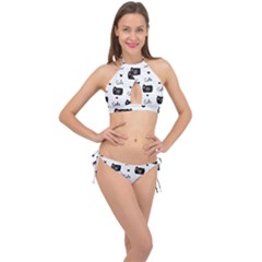 Cute-cutes Cross Front Halter Bikini Set by nateshop