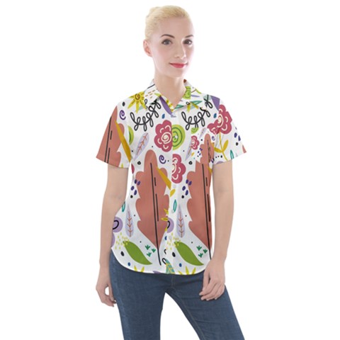 Flowers-101 Women s Short Sleeve Pocket Shirt by nateshop