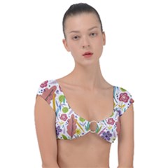 Flowers-101 Cap Sleeve Ring Bikini Top