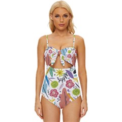 Flowers-101 Knot Front One-piece Swimsuit