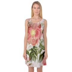 Flowers-102 Sleeveless Satin Nightdress