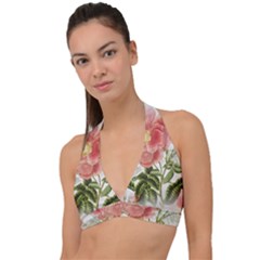 Flowers-102 Halter Plunge Bikini Top