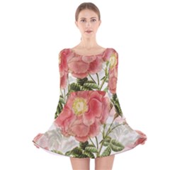 Flowers-102 Long Sleeve Velvet Skater Dress