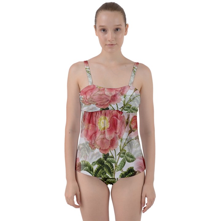 Flowers-102 Twist Front Tankini Set