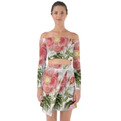 Flowers-102 Off Shoulder Top With Skirt Set