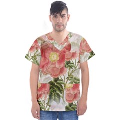 Flowers-102 Men s V-neck Scrub Top