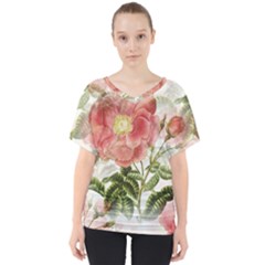 Flowers-102 V-neck Dolman Drape Top