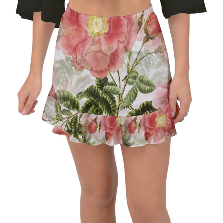 Flowers-102 Fishtail Mini Chiffon Skirt