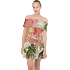 Flowers-102 Off Shoulder Chiffon Dress