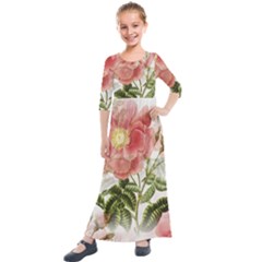 Flowers-102 Kids  Quarter Sleeve Maxi Dress