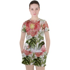 Flowers-102 Women s Tee And Shorts Set
