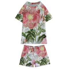 Flowers-102 Kids  Swim Tee And Shorts Set