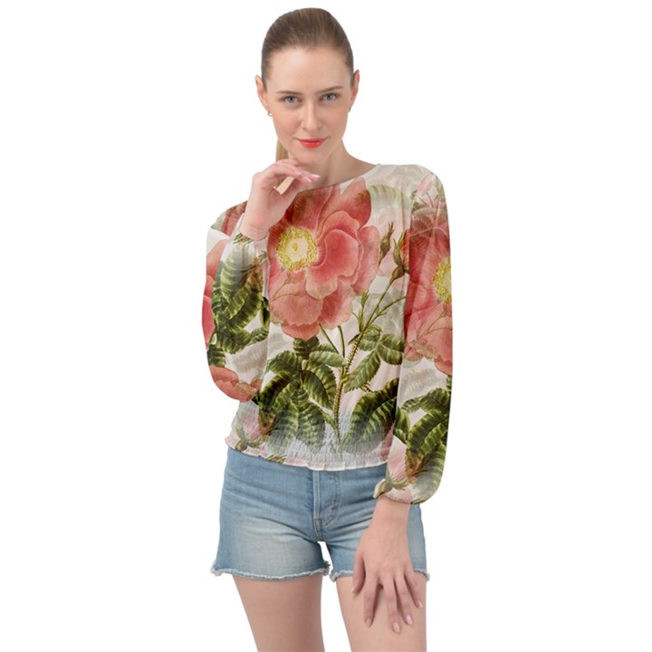 Flowers-102 Banded Bottom Chiffon Top