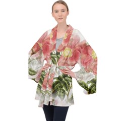 Flowers-102 Long Sleeve Velvet Kimono 