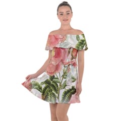 Flowers-102 Off Shoulder Velour Dress
