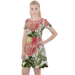 Flowers-102 Cap Sleeve Velour Dress 