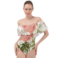 Flowers-102 Off Shoulder Velour Bodysuit 