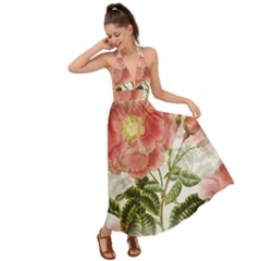 Flowers-102 Backless Maxi Beach Dress