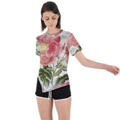 Flowers-102 Asymmetrical Short Sleeve Sports Tee