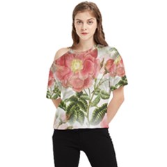 Flowers-102 One Shoulder Cut Out Tee