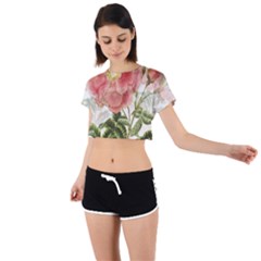 Flowers-102 Tie Back Short Sleeve Crop Tee