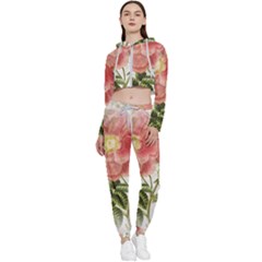 Flowers-102 Cropped Zip Up Lounge Set