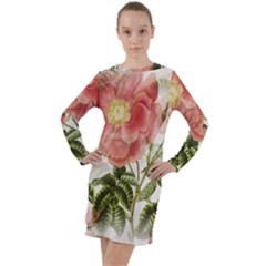 Flowers-102 Long Sleeve Hoodie Dress
