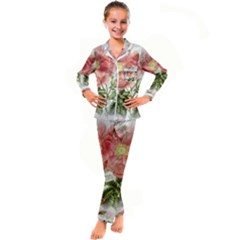 Flowers-102 Kid s Satin Long Sleeve Pajamas Set