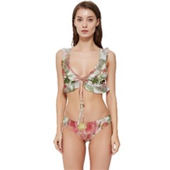 Flowers-102 Low Cut Ruffle Edge Bikini Set by nateshop