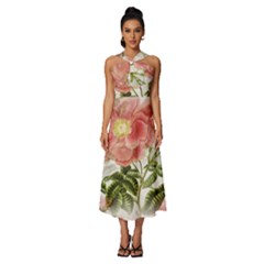 Flowers-102 Sleeveless Cross Front Cocktail Midi Chiffon Dress by nateshop