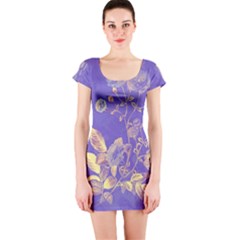 Flowers-103 Short Sleeve Bodycon Dress