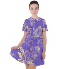 Flowers-103 Short Sleeve Shoulder Cut Out Dress 