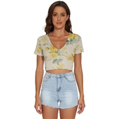 Flowers-104 V-neck Crop Top