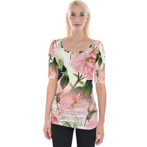 Flowers-105 Wide Neckline Tee by nateshop