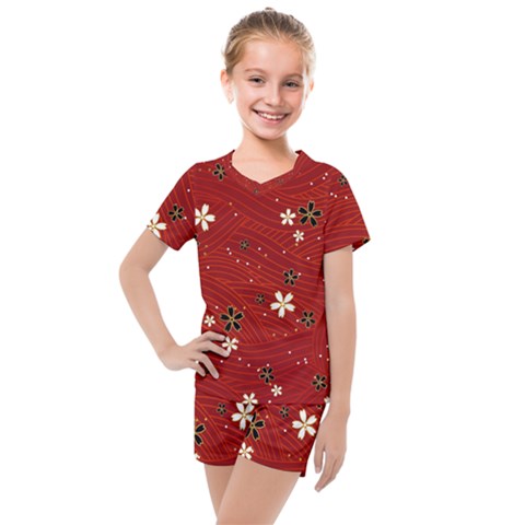 Flowers-106 Kids  Mesh Tee And Shorts Set by nateshop