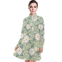 Flowers-108 Long Sleeve Chiffon Shirt Dress