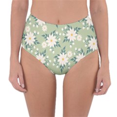 Flowers-108 Reversible High-Waist Bikini Bottoms