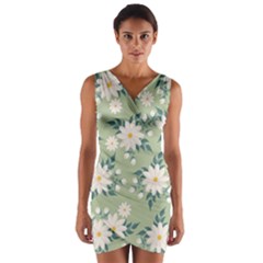 Flowers-108 Wrap Front Bodycon Dress