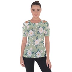 Flowers-108 Shoulder Cut Out Short Sleeve Top