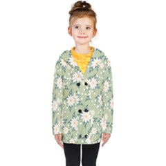 Flowers-108 Kids  Double Breasted Button Coat
