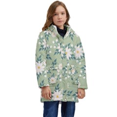 Flowers-108 Kid s Hooded Longline Puffer Jacket