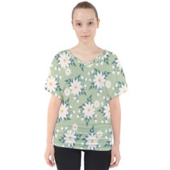 Flowers-108 V-Neck Dolman Drape Top